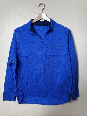 Peter Millar Sweater Mens Large Blue  1/4 Zip Pullover Performance Golf Athletic